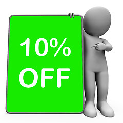 Image showing Ten Percent Off Tablet Means 10% Reduction Or Sale Online