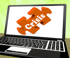 Image showing Crisis Laptop Means Catastrophe Troubles Or Critical Situation