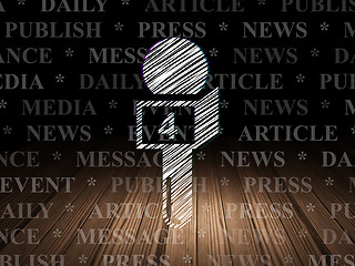 Image showing News concept: Microphone in grunge dark room