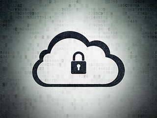 Image showing Cloud technology concept: Cloud With Padlock on Digital Paper background