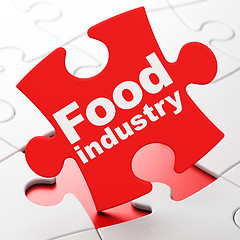 Image showing Manufacuring concept: Food Industry on puzzle background