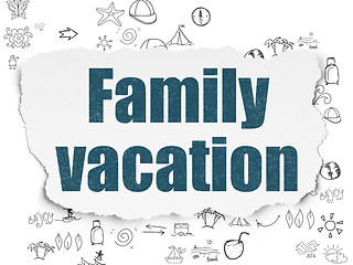 Image showing Vacation concept: Family Vacation on Torn Paper background