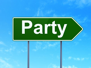 Image showing Entertainment, concept: Party on road sign background