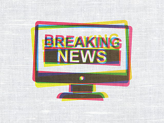 Image showing News concept: Breaking News On Screen on fabric texture background