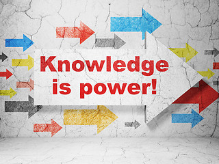 Image showing Education concept: arrow with Knowledge Is power! on grunge wall background