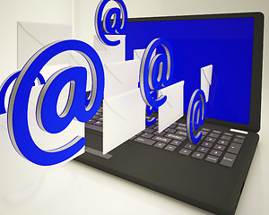 Image showing Mail Signs Leaving Laptop Shows Ongoing Messages