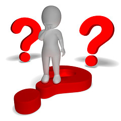 Image showing Question Marks Around Man Shows Confusion And Unsure