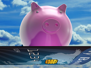 Image showing Bank Card Pig Shows Investment And Money