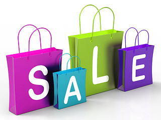 Image showing Sale On Shopping Bags Shows Bargains And Promotions