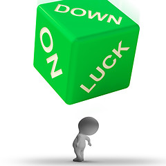 Image showing Down On Luck Dice Means Failure And Losing