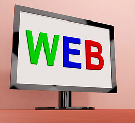 Image showing Web On Monitor Shows Internet Www Or Net