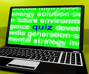 Image showing Quiz Laptop Means Tests Quizzing Or Answers Online\r