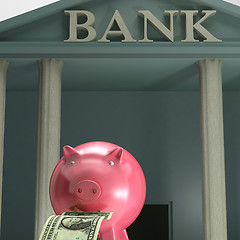 Image showing Piggybank On bank Showing Safety Saving