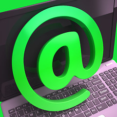 Image showing Keyboard At Sign Shows E-mail Symbol Message