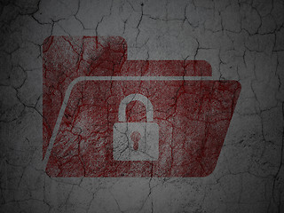 Image showing Finance concept: Folder With Lock on grunge wall background