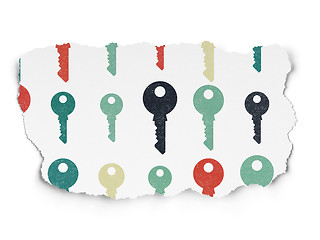 Image showing Safety concept: Key icons on Torn Paper background