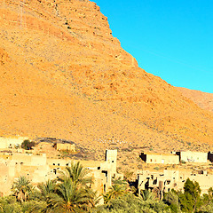 Image showing construction  in    valley  morocco    africa the atlas dry moun