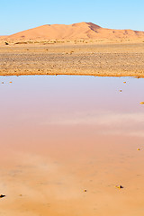 Image showing sunshine in the lake   morocco sand and     dune