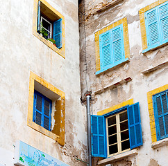 Image showing blue window in morocco africa old construction and brown wall  c