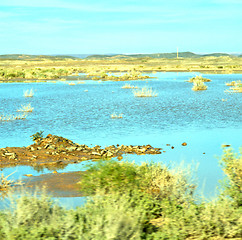 Image showing lake  in    valley  morocco    africa the atlas dry mountain wat