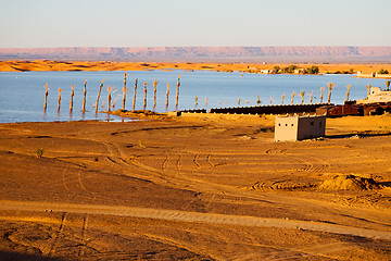 Image showing   in the lake yellow  desert of morocco 