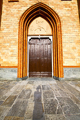 Image showing  lombardy    in  the cortese   old   church  closed brick tower 