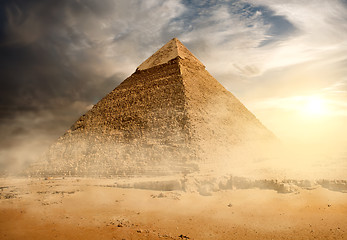 Image showing Pyramid in sand dust