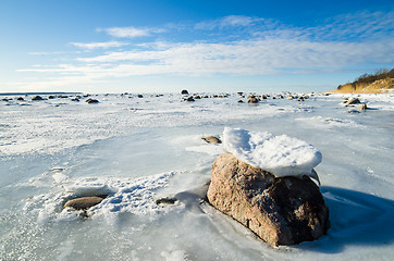 Image showing  Stones in the ice on the Sea coast 