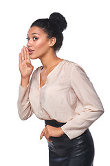 Image showing Business woman whispering gossip