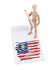 Image showing Wooden mannequin made a drawing - Malaysia