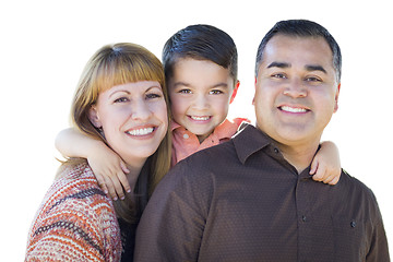 Image showing Happy Young Mixed Race Family Isolated on White