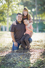 Image showing Young Mixed Race Family Portrait Outdoors