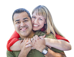 Image showing Attractive Mixed Race Couple on White