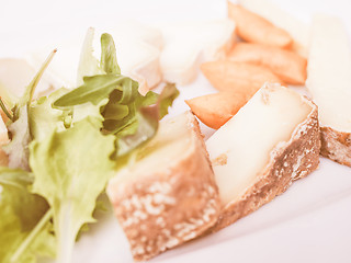 Image showing Retro looking Cheese platter