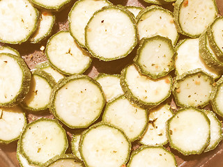 Image showing Retro looking Courgettes zucchini