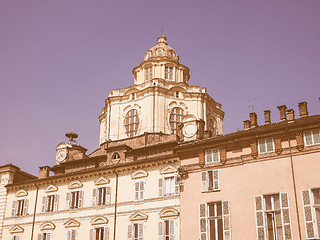 Image showing Retro looking San Lorenzo church in Turin