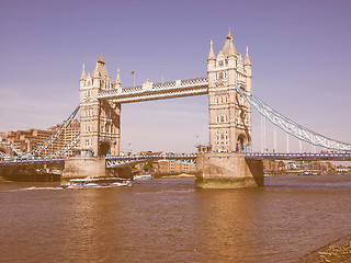 Image showing Retro looking Tower Bridge in London