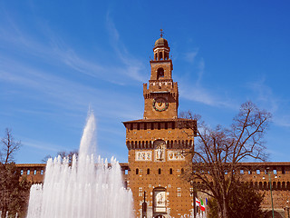 Image showing Retro look Castello Sforzesco Milan