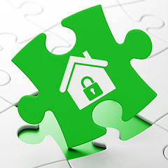 Image showing Finance concept: Home on puzzle background