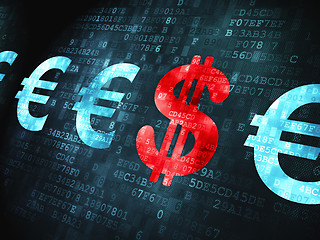 Image showing Banking concept: Dollar And Euro on digital background