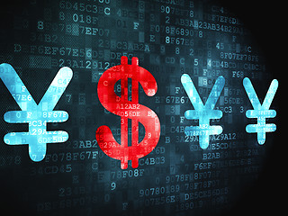 Image showing Currency concept: Dollar And Yen on digital background