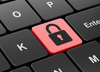 Image showing Information concept: Closed Padlock on computer keyboard background