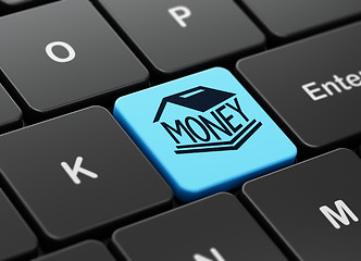 Image showing Banking concept: Money Box on computer keyboard background