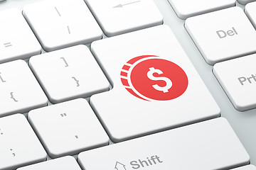 Image showing Money concept: Dollar Coin on computer keyboard background