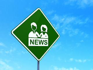 Image showing News concept: Anchorman on road sign background