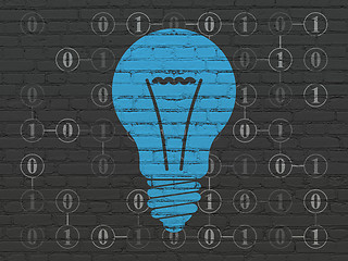 Image showing Finance concept: Light Bulb on wall background