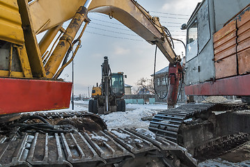 Image showing Construction equipment on town street