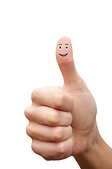 Image showing Happy cheerful smiley finger on white background