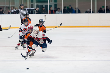 Image showing Game between children ice-hockey teams