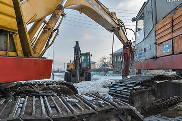 Image showing Excavators working for repair of water system